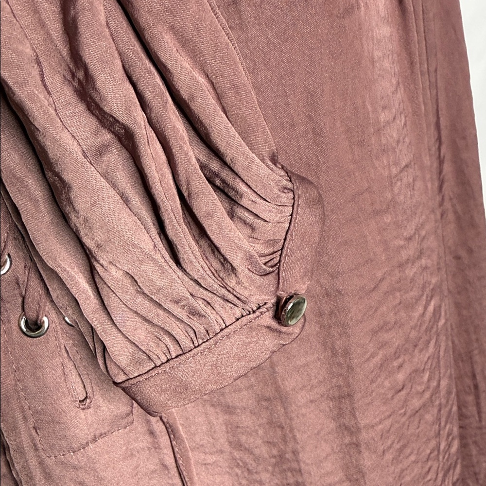 Jennifer Lopez Dusty Rose Lace-Up Blouse - Picture 4 of 7